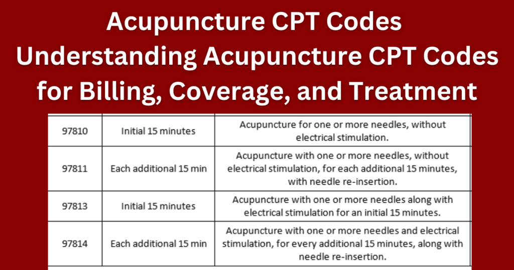 Acupuncture CPT Codes 